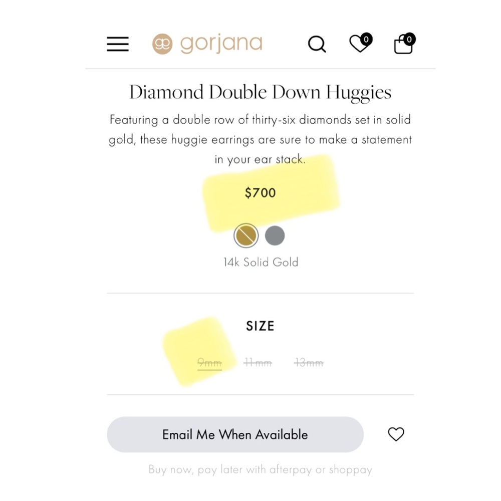 PAIR 2️⃣✌️Gorjana Diamond Double Down 14k Yellow Gold Huggies Tiny Hoop Earrings - Picture 12 of 13